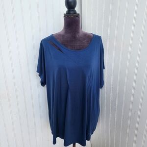 Nine West Active Top Women's Unique Exercise Top Vented Navy Blue Plus Size 3X